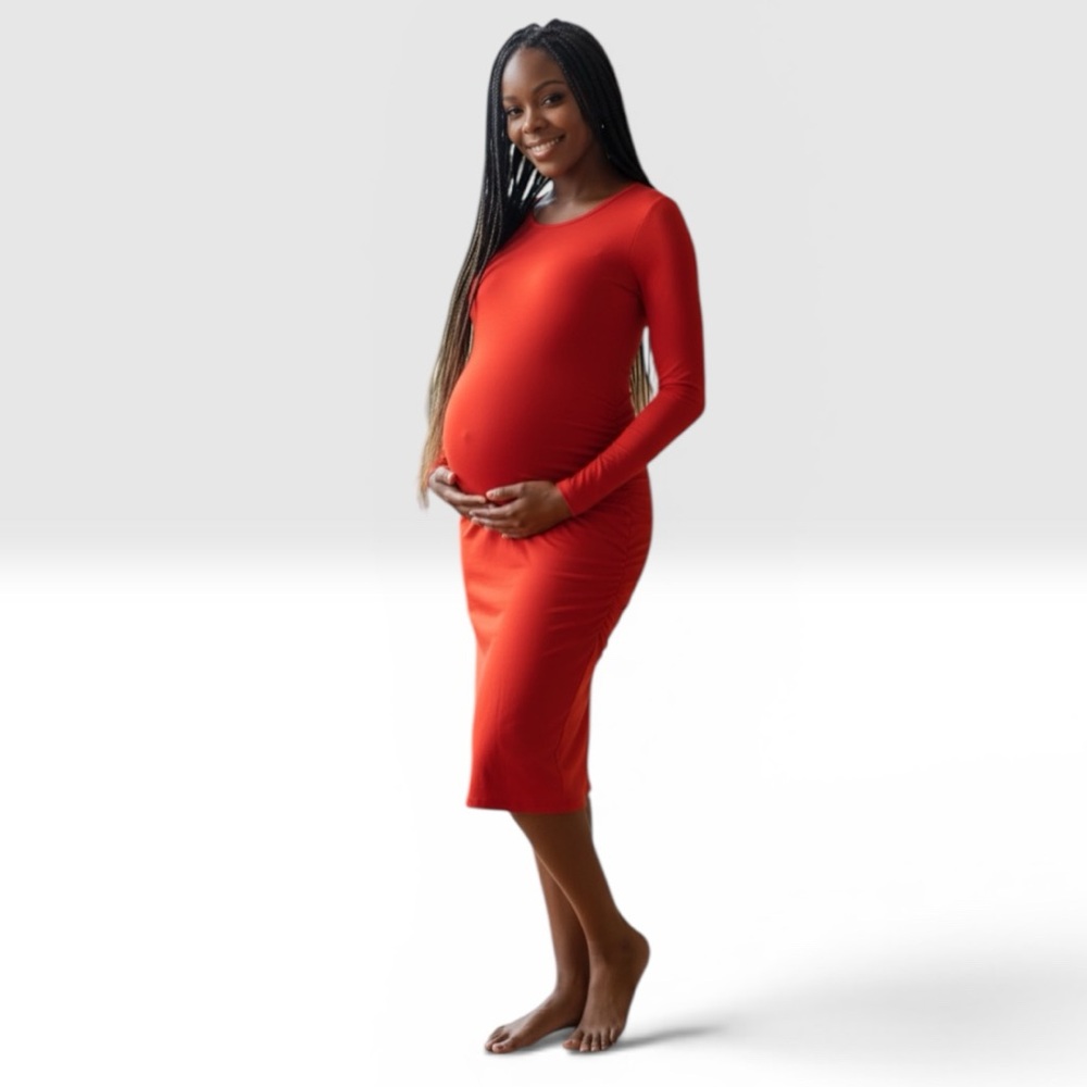 SmallShow Elegant Orange Maternity Nursing Dress Size Large L